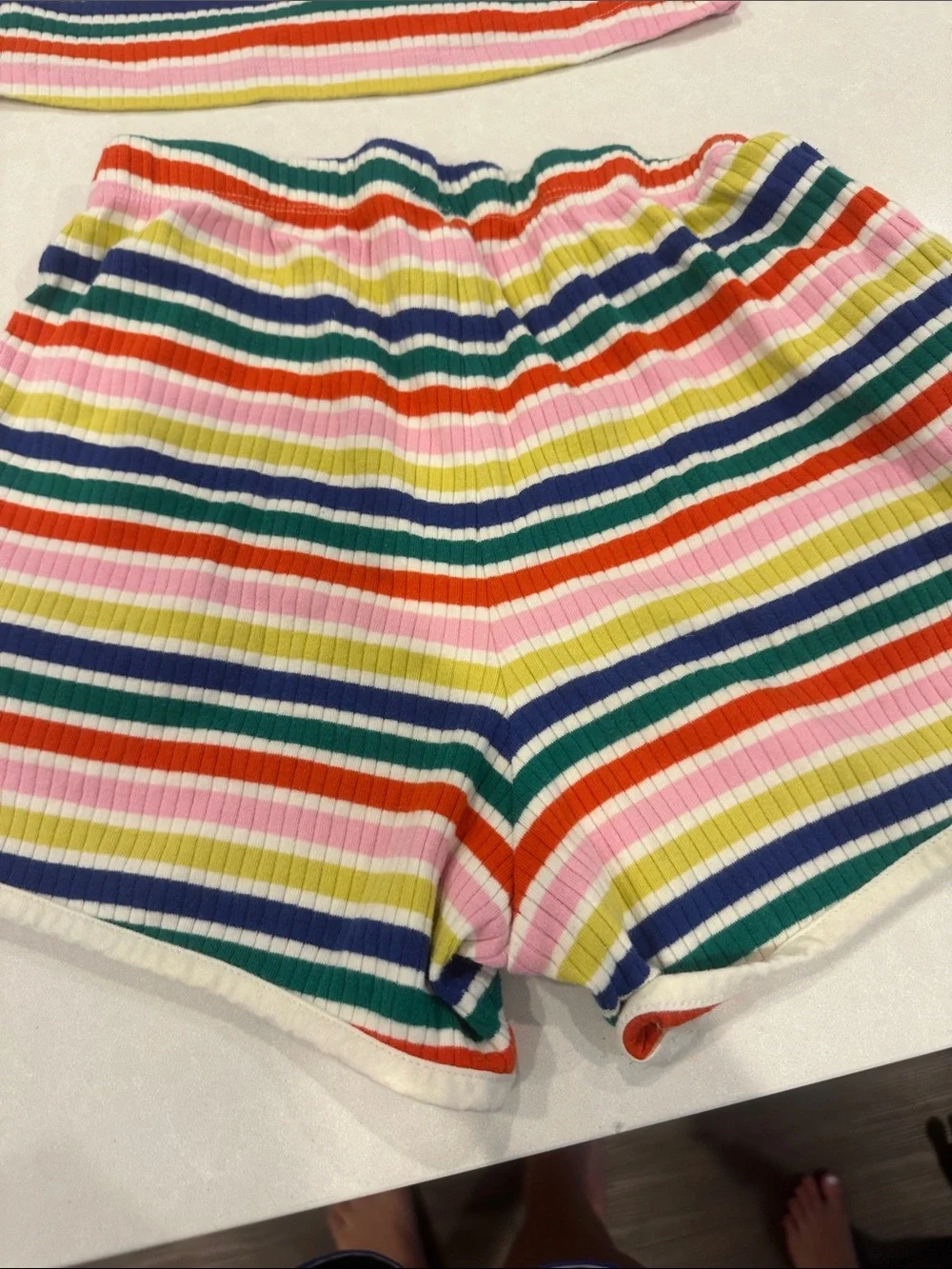 Hanna Andersson Rainbow Stripe Tank & Shorts Set - Pink Yellow Blue